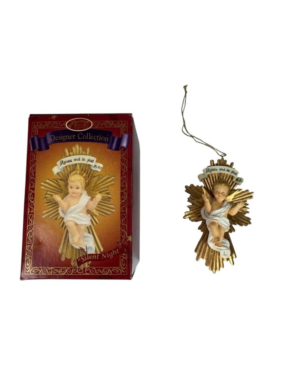 San Francisco Music Box Baby Jesus Millenium Star Musical Ornament Silent Night